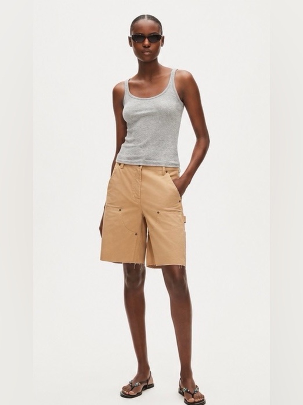 J.Crew Perfect rib scoopneck tank top in heather silver